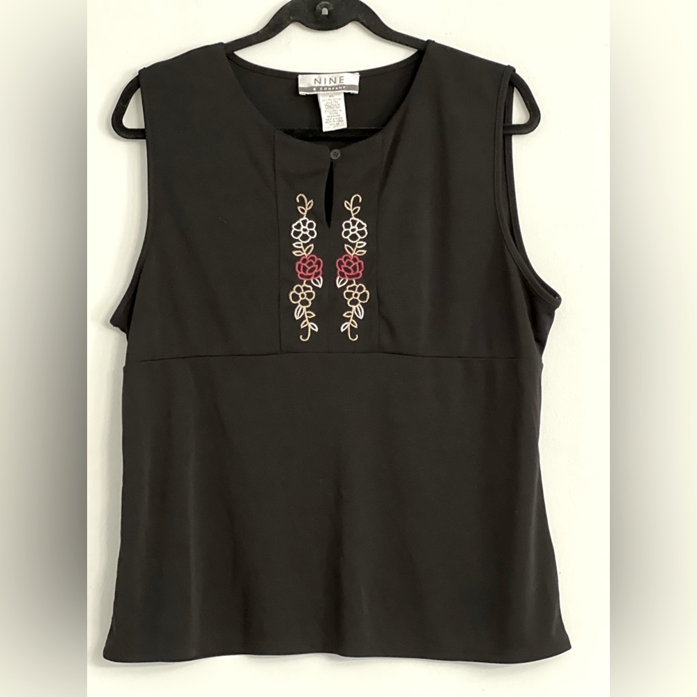 Black Embroidered Women's Top
